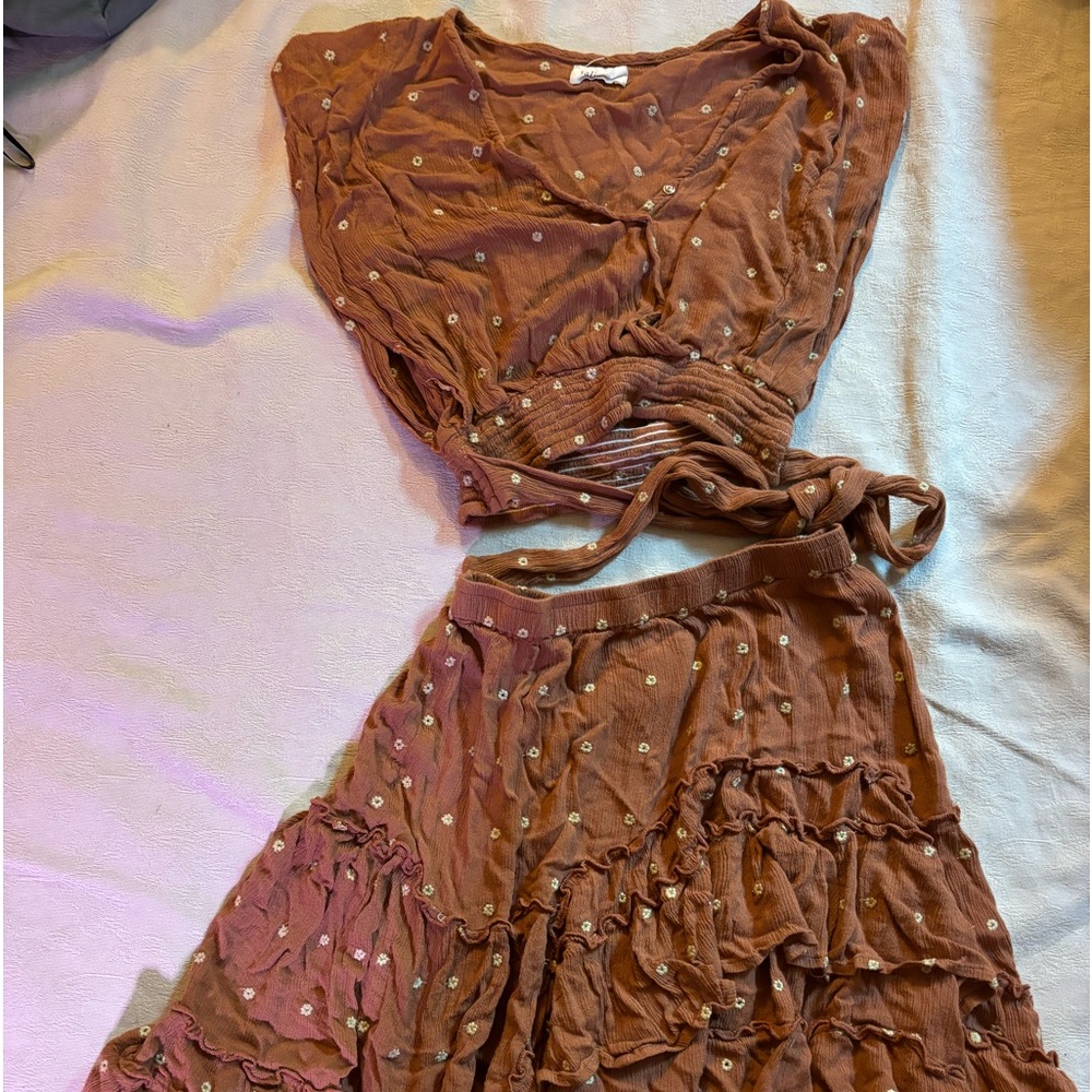 2 piece dress stretch ruffle